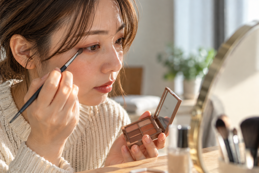 ブラウンやテラコッタで目元に秋らしさをプラスしているイメージ